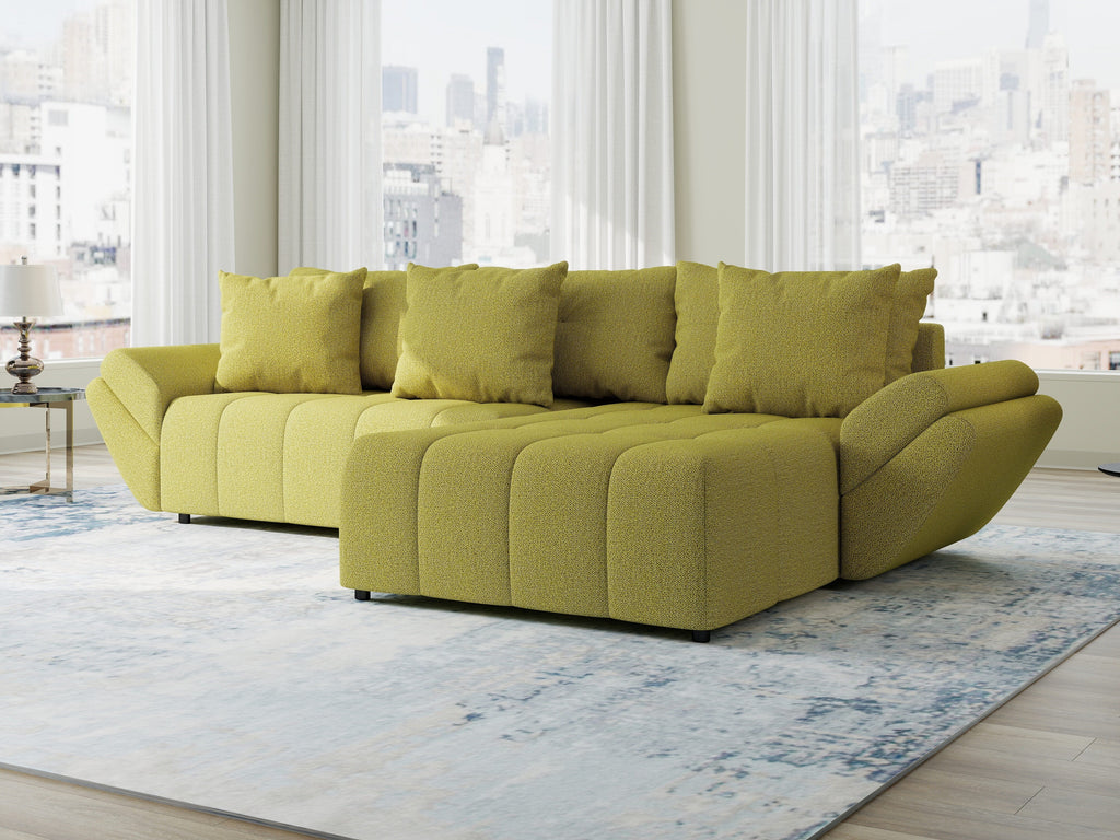 Colțar extensibil dumonde cu ladă de depozitare si sezut confortabil din spuma high-density, Berlin Enjoy Verde 280x185 cm II
