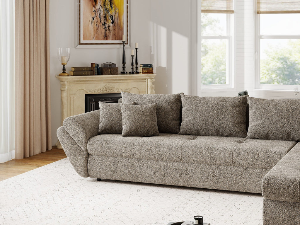Colțar extensibil dumonde cu ladă de depozitare si sezut confortabil din spuma high-density, Loana XL Arena Maro II 335x185 cm