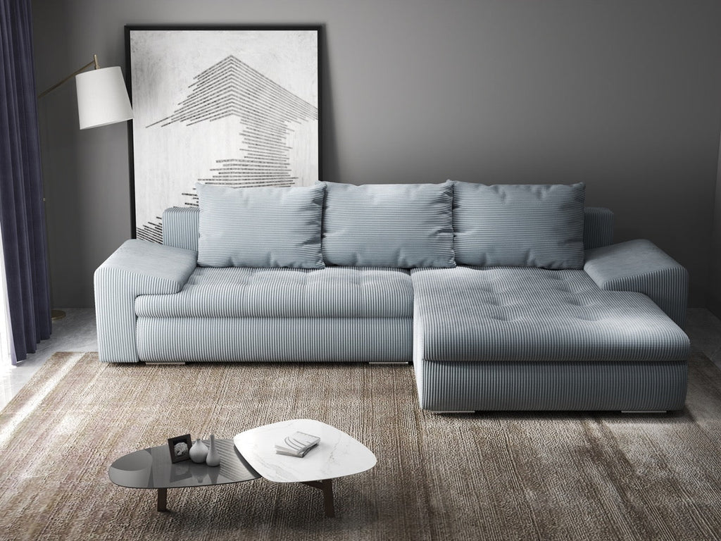 Colțar extensibil dumonde cu ladă de depozitare si sezut confortabil din spuma high-density, Leonardo Zoom Grey 260x185 cm II