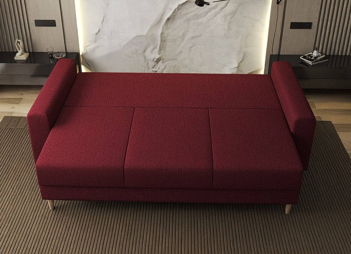 Canapea extensibilă dumonde cu ladă de depozitare si sezut confortabil din spuma high-density, Kronos Enjoy Rosu 210x100 cm