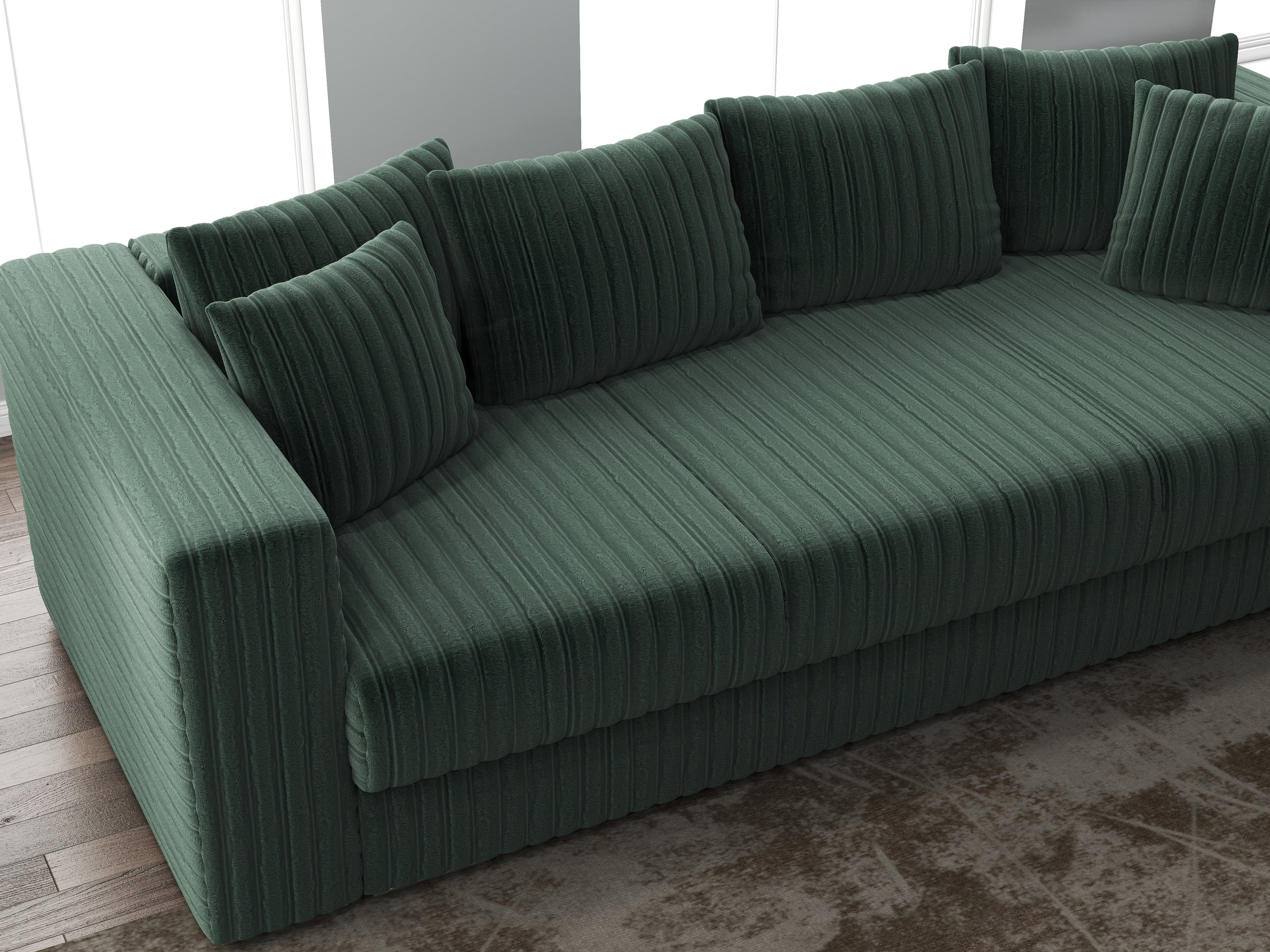 Canapea extensibilă dumonde cu ladă de depozitare si sezut confortabil din spuma high-density, Gloria Ambience Verde 240x100 cm
