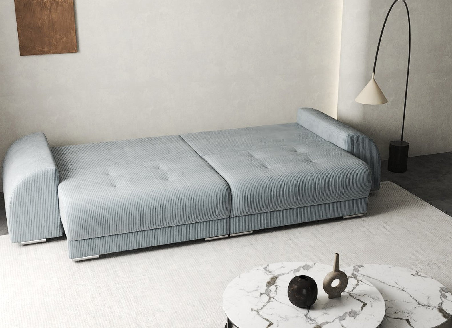 Canapea extensibilă dumonde cu 2 lăzi de depozitare si sezut confortabil din spuma high-density, Verona Zoom Grey 310x100 cm