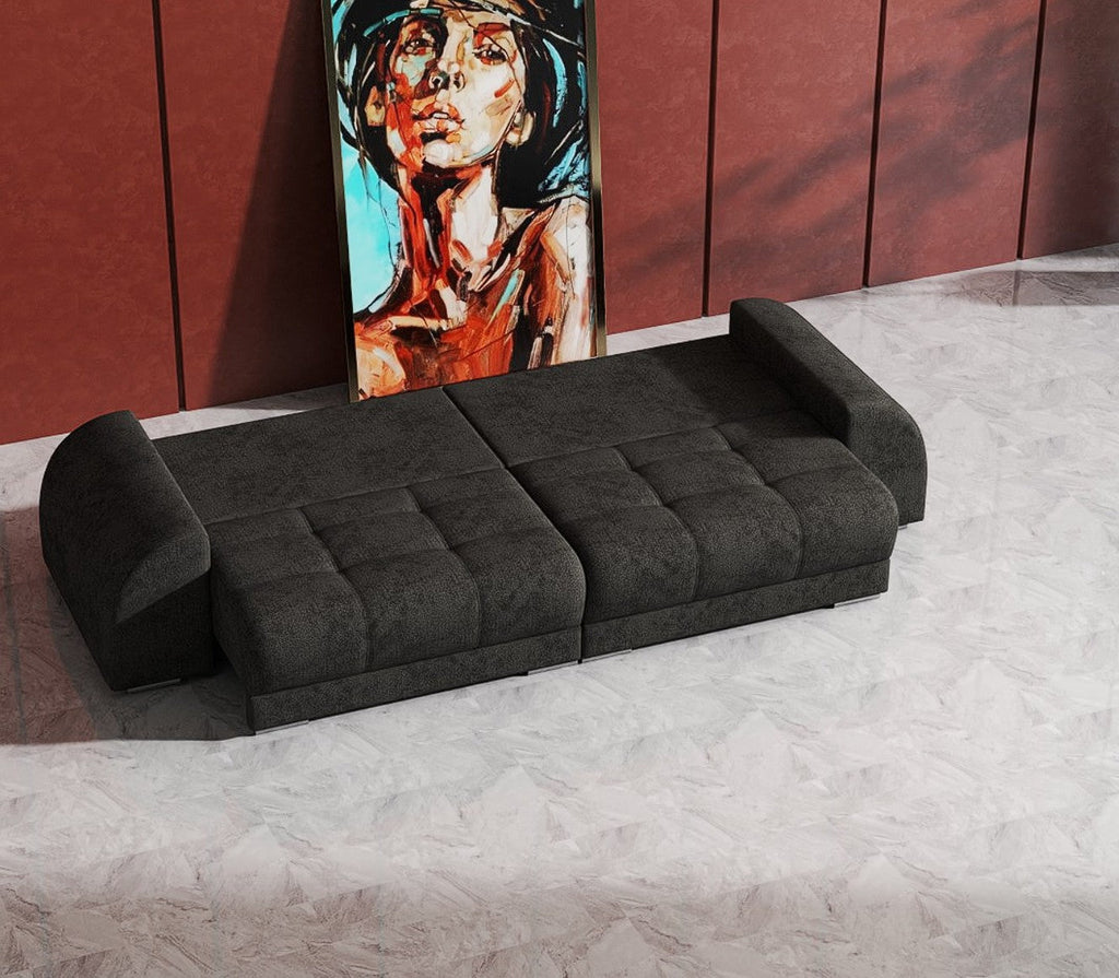 Canapea extensibilă dumonde cu 2 lăzi de depozitare si sezut confortabil din spuma high-density, Verona Enjoy Kaki 310x100 cm