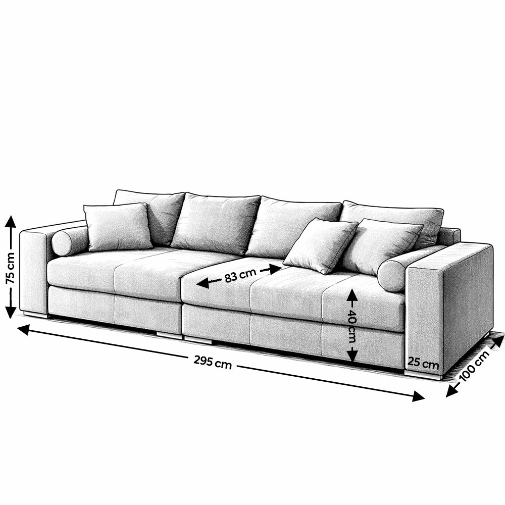 Canapea extensibilă dumonde cu ladă de depozitare si sezut confortabil din spuma high-density, Marbela Ambience Ivory XXL 295x100 cm