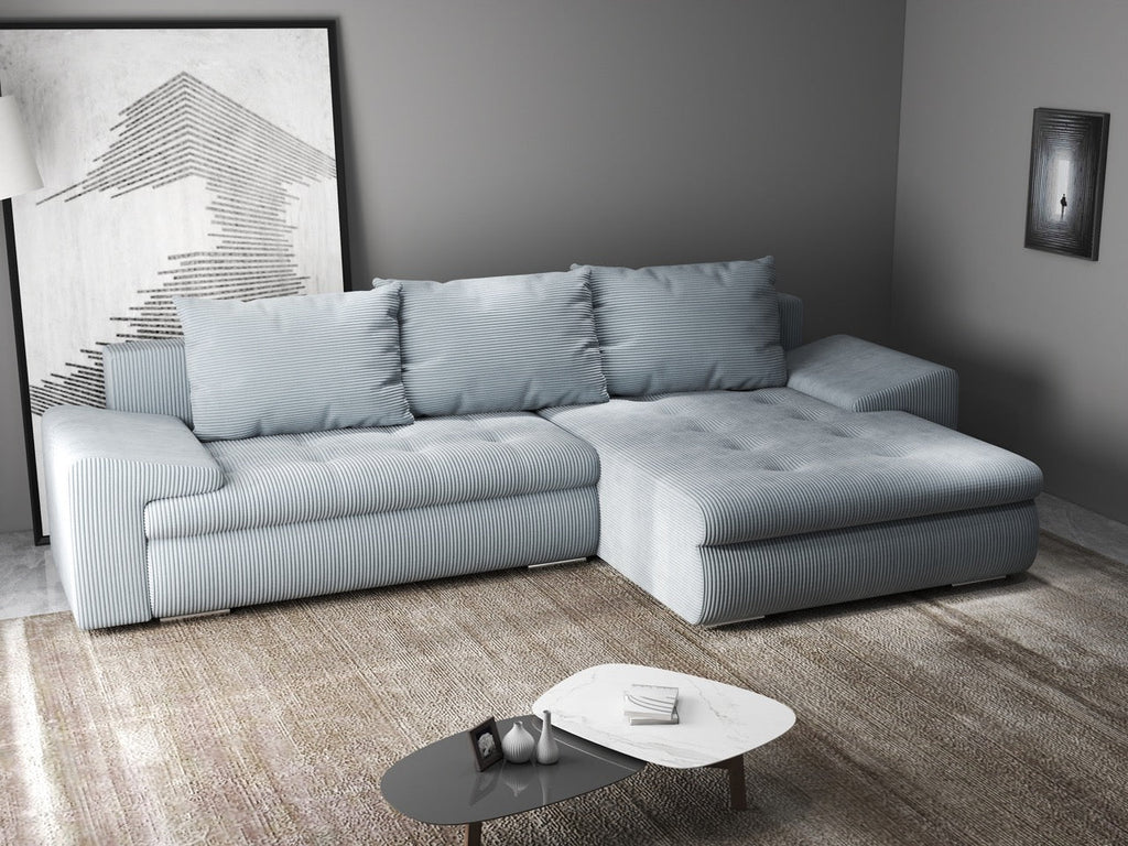 Colțar extensibil dumonde cu ladă de depozitare si sezut confortabil din spuma high-density, Leonardo Zoom Grey 260x185 cm II