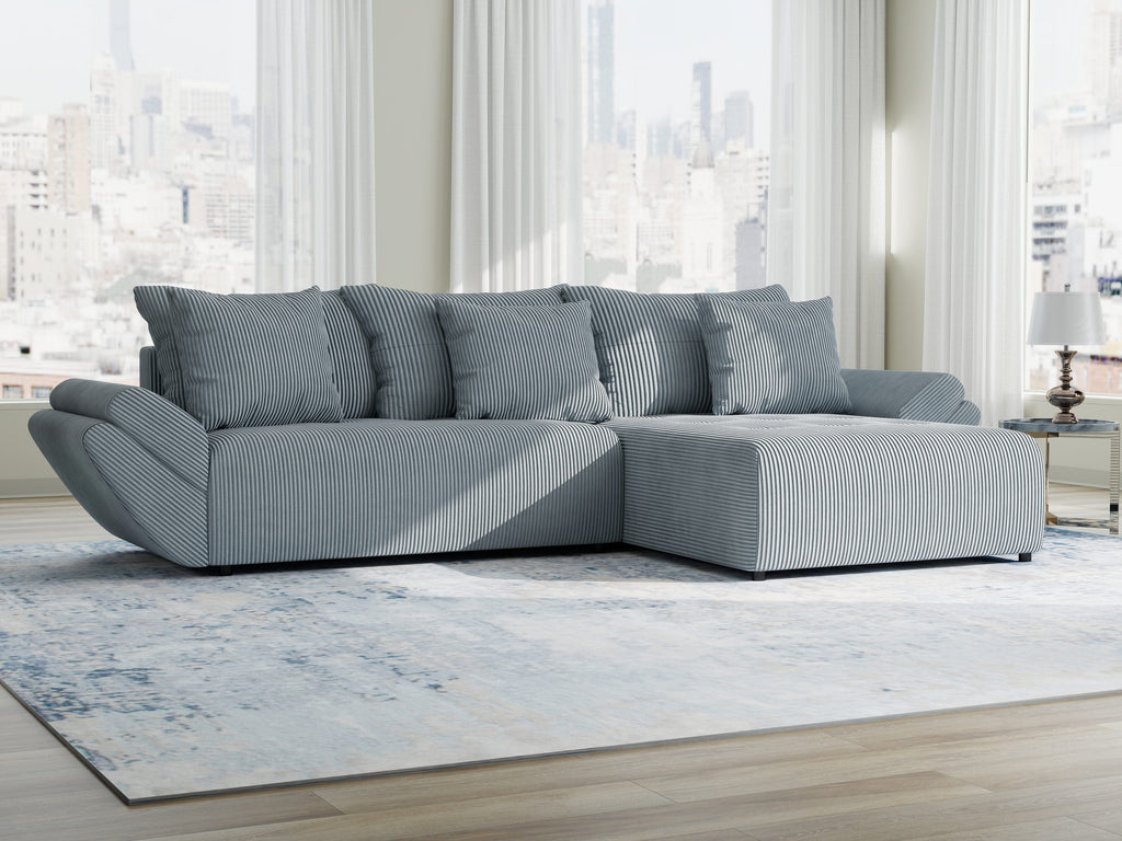 Colțar extensibil dumonde cu ladă de depozitare si sezut confortabil din spuma high-density, Berlin Zoom Gri Mint 280x185 cm II