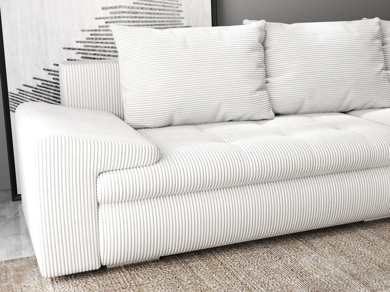 Colțar extensibil dumonde cu ladă de depozitare si sezut confortabil din spuma high-density, Leonardo Zoom Crem 260x185 cm II