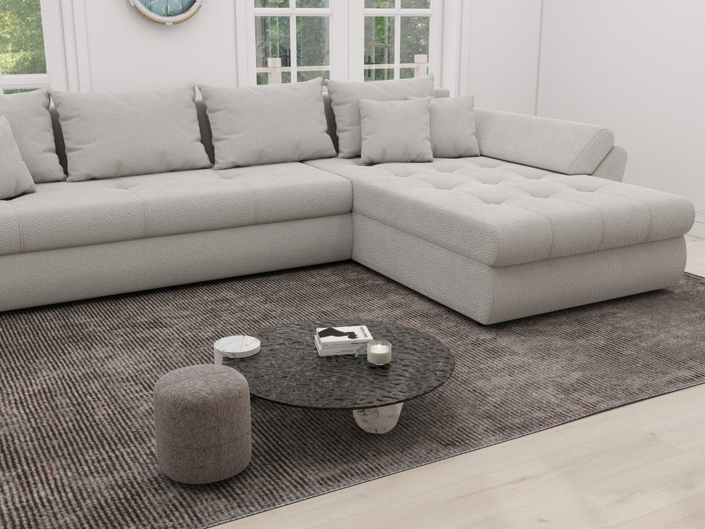 Colțar extensibil dumonde cu ladă de depozitare si sezut confortabil din spuma high-density, Loana XL Vibe Bej 03 II 335x185 cm