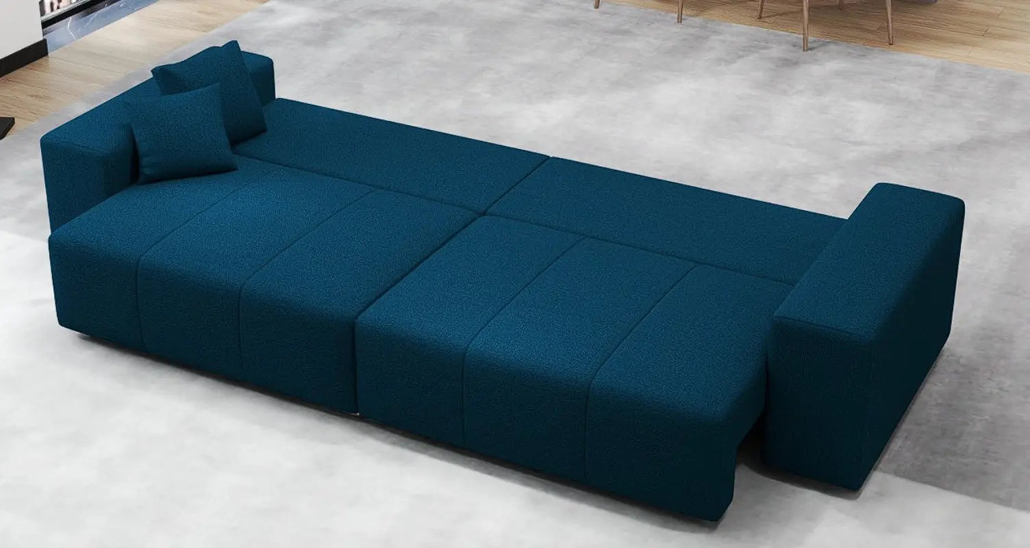 Canapea extensibilă dumonde cu ladă de depozitare si sezut confortabil din spuma high-density, Marbela Enjoy Petrol XXL 295x100 cm