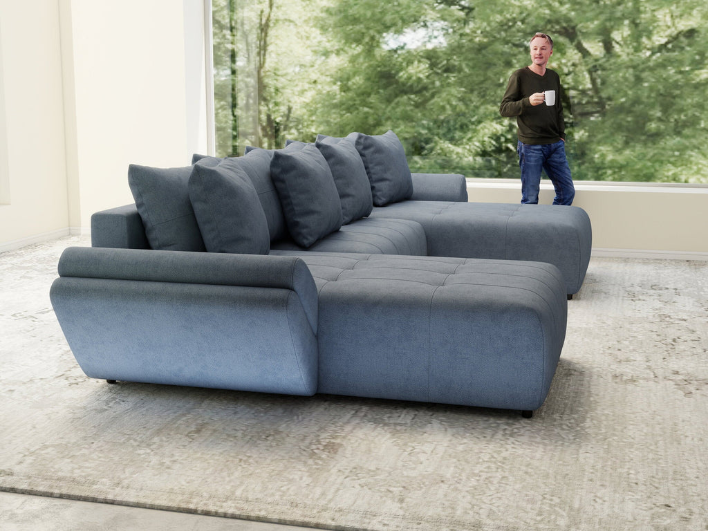 Colțar extensibil dumonde cu ladă de depozitare si sezut confortabil din spuma high-density, Berlin U Enjoy Antracit 380x180 cm