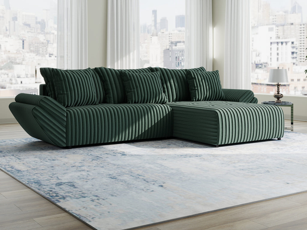 Colțar extensibil dumonde cu ladă de depozitare si sezut confortabil din spuma high-density, Berlin Ambience Verde 280x185 cm II