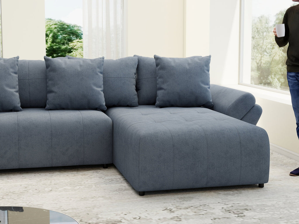 Colțar extensibil dumonde cu ladă de depozitare si sezut confortabil din spuma high-density, Berlin U Enjoy Antracit 380x180 cm
