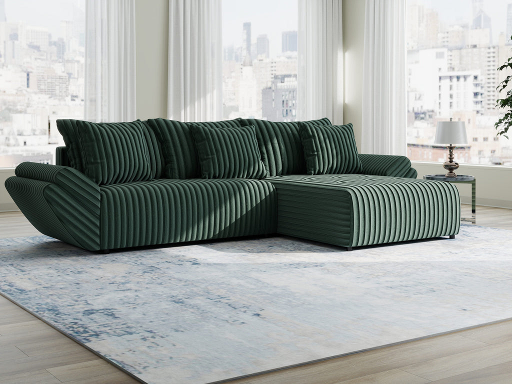 Colțar extensibil dumonde cu ladă de depozitare si sezut confortabil din spuma high-density, Berlin Ambience Verde 280x185 cm II