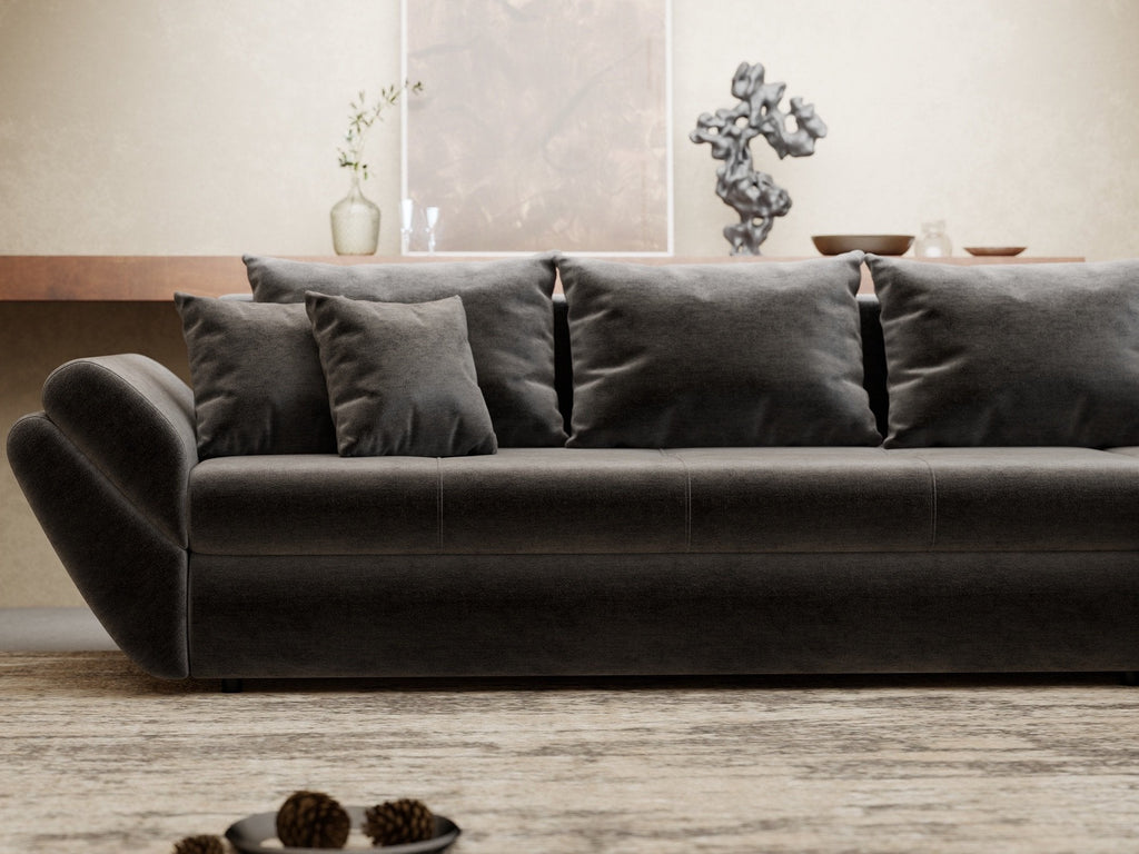 Colțar extensibil dumonde cu ladă de depozitare si sezut confortabil din spuma high-density, Loana XL Monolith Gri Antracit II 335x185 cm