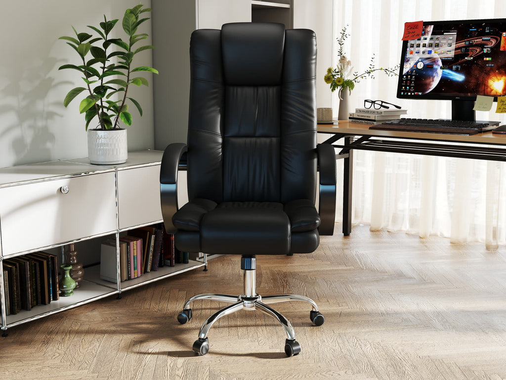 Scaun Dumonde IRONCLAD, cotiere 3D, mecanism multifuncțional, ecopiele, suport picioare, negru