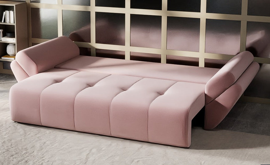 Canapea extensibilă dumonde cu ladă de depozitare si sezut confortabil din spuma high-density, Berlin Royal Pink 250x100 cm
