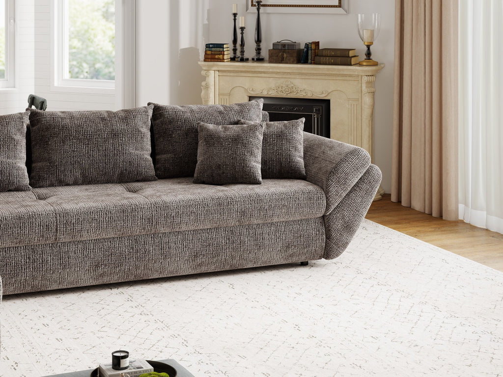Colțar extensibil dumonde cu ladă de depozitare si sezut confortabil din spuma high-density, Loana XL Cremona Maro-bej 335x185 cm