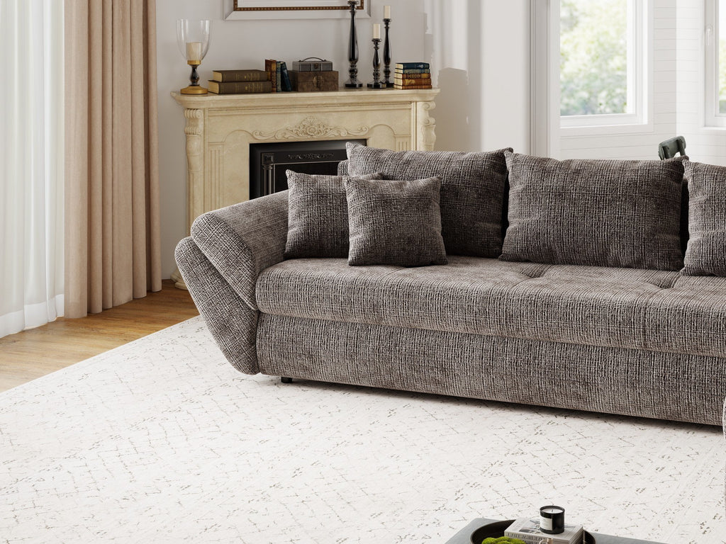 Colțar extensibil dumonde cu ladă de depozitare si sezut confortabil din spuma high-density, Loana XL Cremona Maro-bej II 335x185 cm