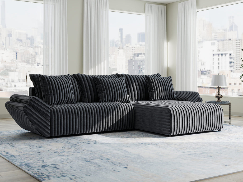 Colțar extensibil dumonde cu ladă de depozitare si sezut confortabil din spuma high-density, Berlin Ambience Gri 280x185 cm II