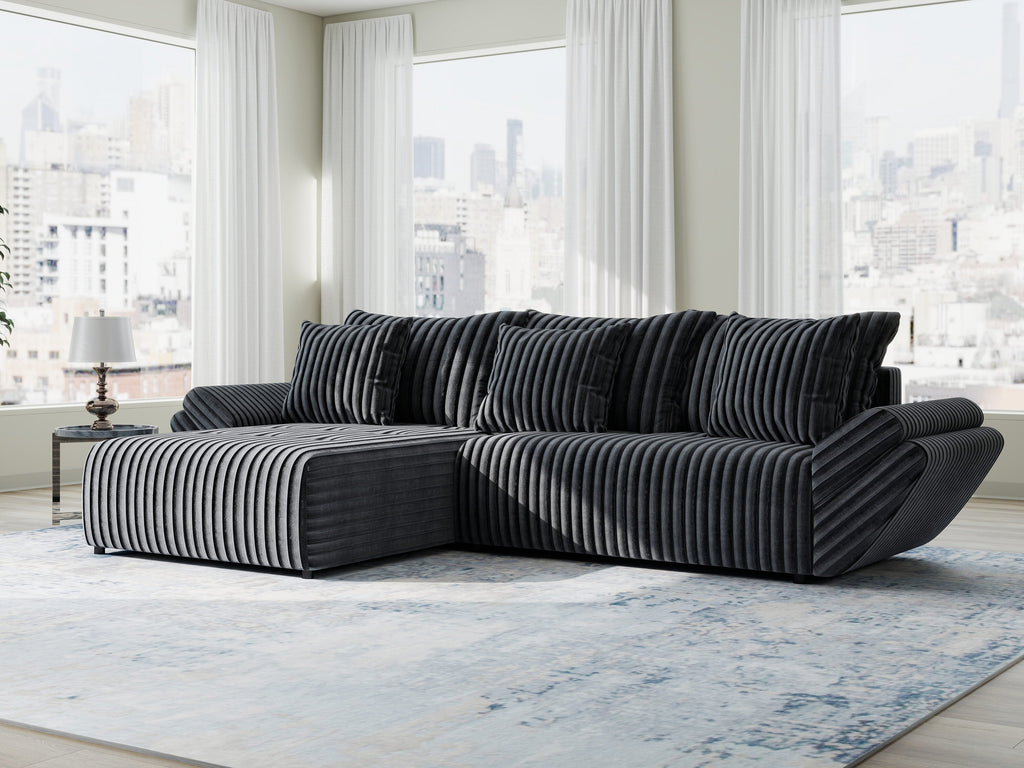 Colțar extensibil dumonde cu ladă de depozitare si sezut confortabil din spuma high-density, Berlin Ambience Gri 280x185 cm