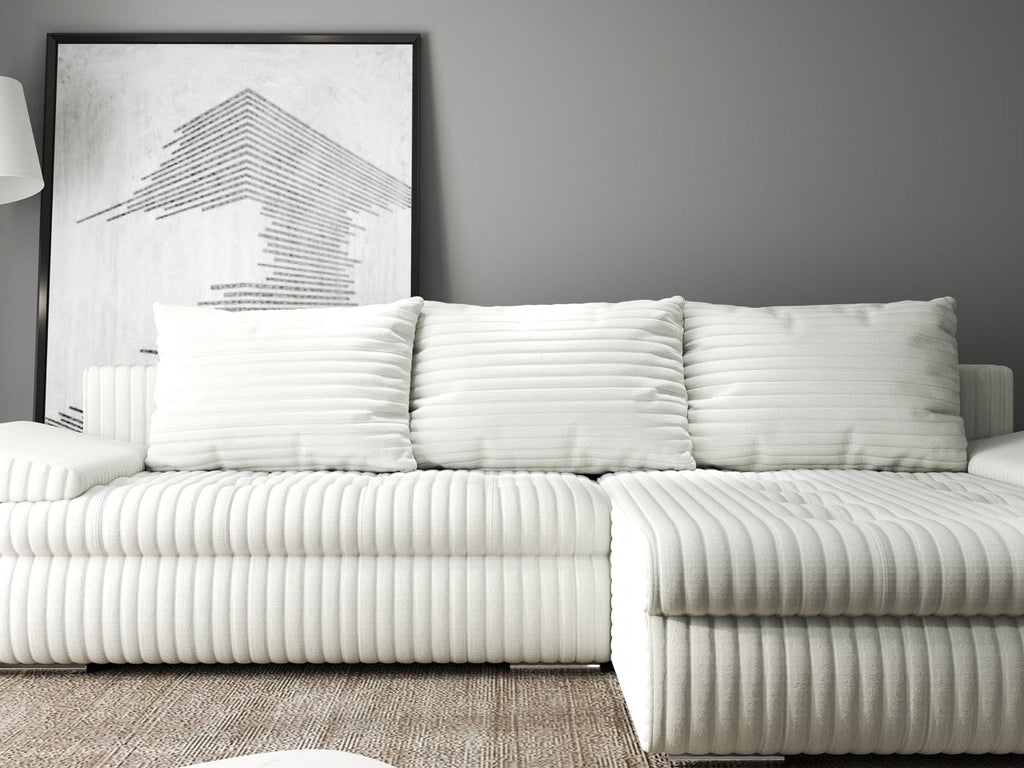 Colțar extensibil dumonde cu ladă de depozitare si sezut confortabil din spuma high-density, Leonardo Ambience Ivory 260x185 cm II
