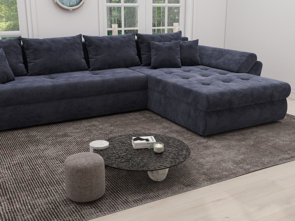 Colțar extensibil dumonde cu ladă de depozitare si sezut confortabil din spuma high-density, Loana XL Vibe Albastru II 335x185 cm