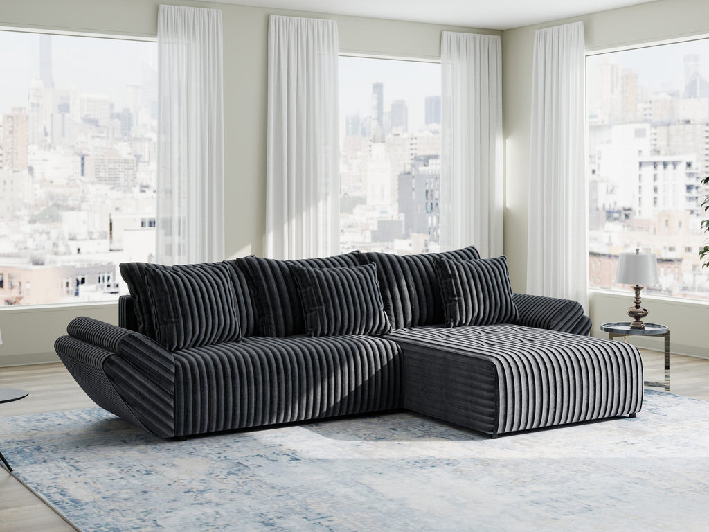 Colțar extensibil dumonde cu ladă de depozitare si sezut confortabil din spuma high-density, Berlin Ambience Gri 280x185 cm II