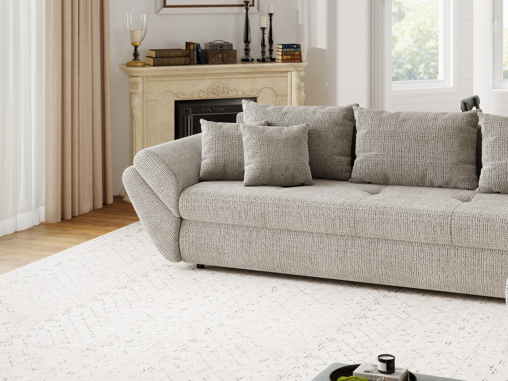 Colțar extensibil dumonde cu ladă de depozitare si sezut confortabil din spuma high-density, Loana XL Cremona Bej 14 II 335x185 cm