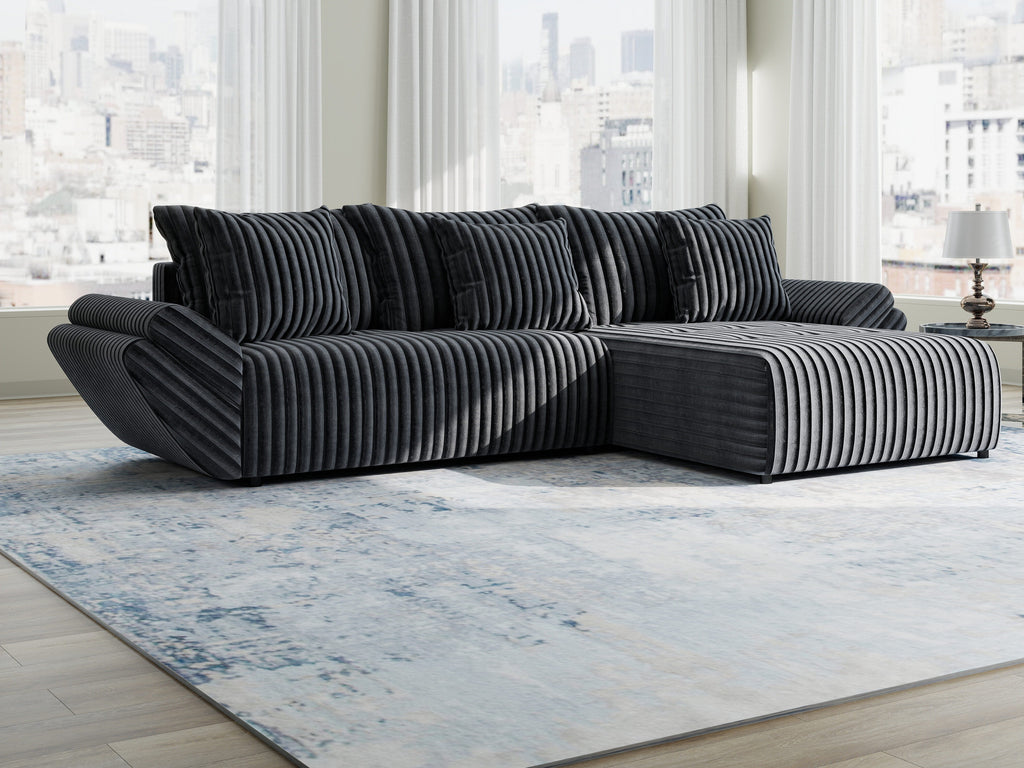 Colțar extensibil dumonde cu ladă de depozitare si sezut confortabil din spuma high-density, Berlin Ambience Gri 280x185 cm II