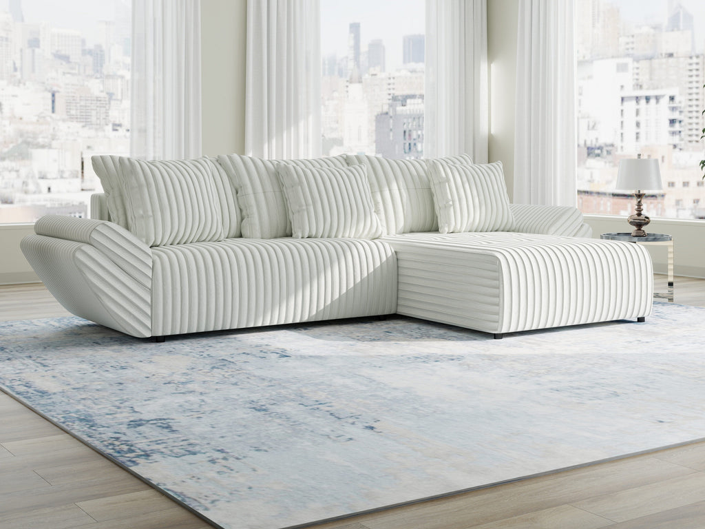 Colțar extensibil dumonde cu ladă de depozitare si sezut confortabil din spuma high-density, Berlin Ambience Alb 280x185 cm II