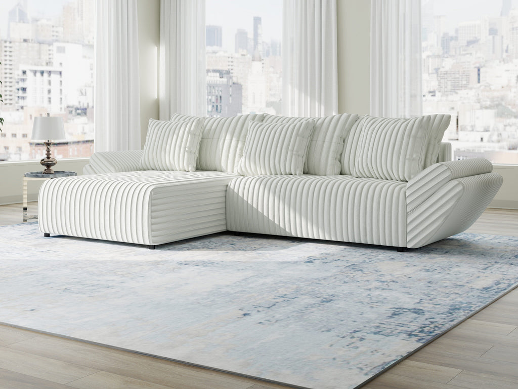 Colțar extensibil dumonde cu ladă de depozitare si sezut confortabil din spuma high-density, Berlin Ambience Alb 280x185 cm