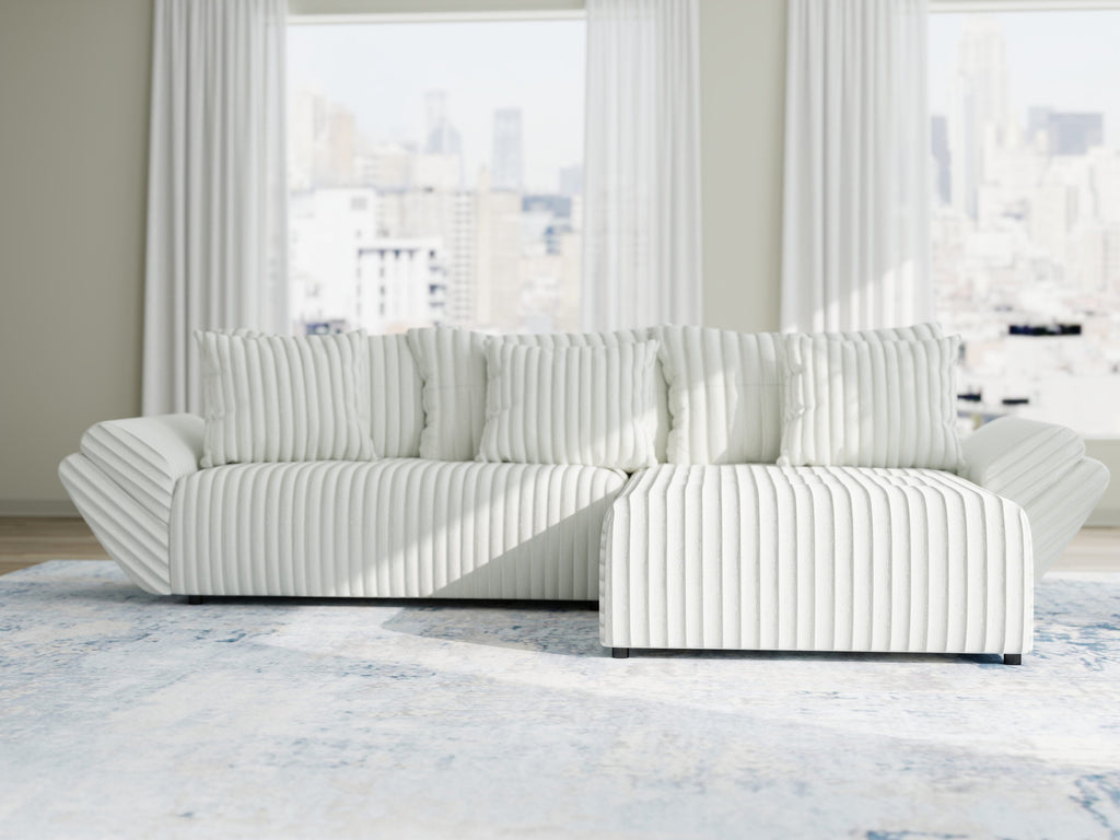 Colțar extensibil dumonde cu ladă de depozitare si sezut confortabil din spuma high-density, Berlin Ambience Alb 280x185 cm II