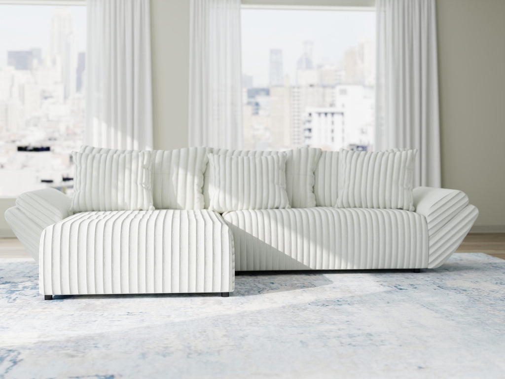 Colțar extensibil dumonde cu ladă de depozitare si sezut confortabil din spuma high-density, Berlin Ambience Alb 280x185 cm