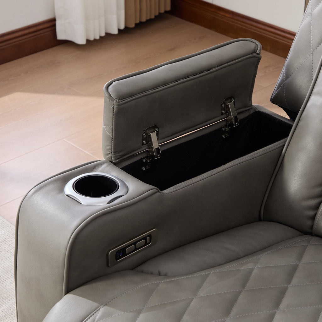 Set canapele dumonde 3+2+1, reclinere electrice, incarcare wireless, USB-C, suport pahare incalzite, lumini LED Selvar