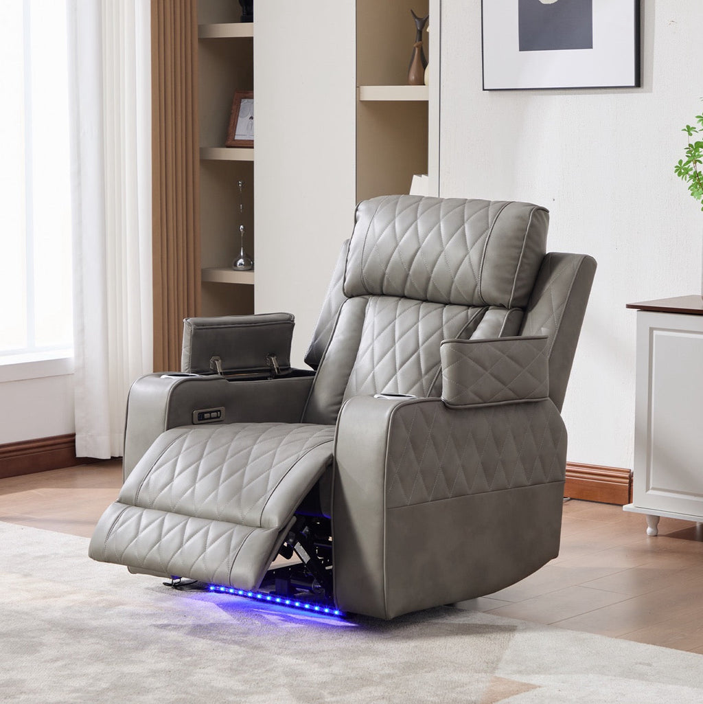 Set canapele dumonde 3+2+1, reclinere electrice, incarcare wireless, USB-C, suport pahare incalzite, lumini LED Selvar