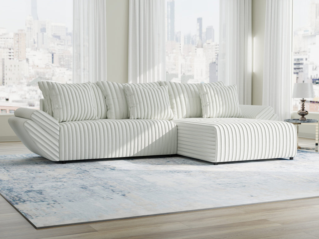 Colțar extensibil dumonde cu ladă de depozitare si sezut confortabil din spuma high-density, Berlin Ambience Alb 280x185 cm II