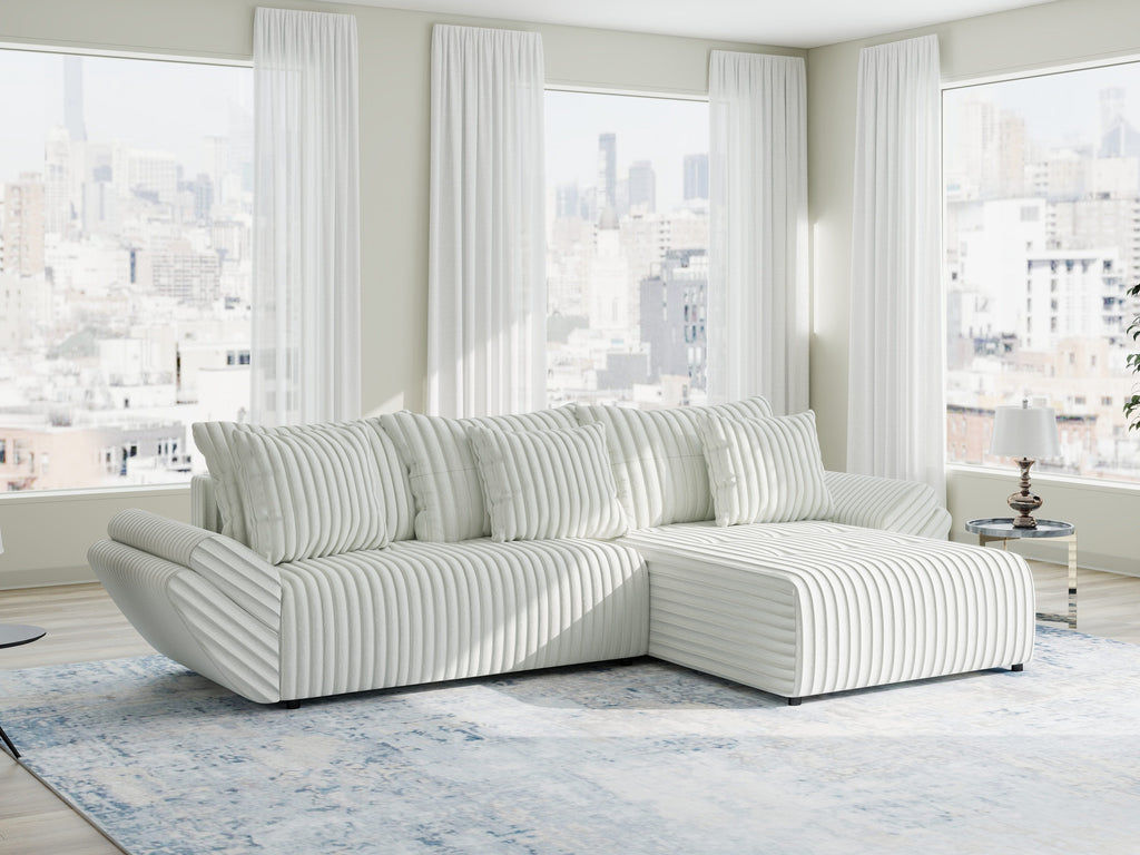 Colțar extensibil dumonde cu ladă de depozitare si sezut confortabil din spuma high-density, Berlin Ambience Alb 280x185 cm II