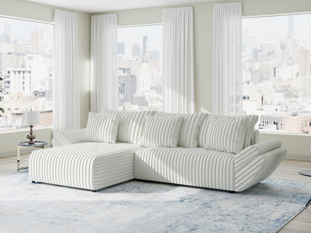Colțar extensibil dumonde cu ladă de depozitare si sezut confortabil din spuma high-density, Berlin Ambience Alb 280x185 cm