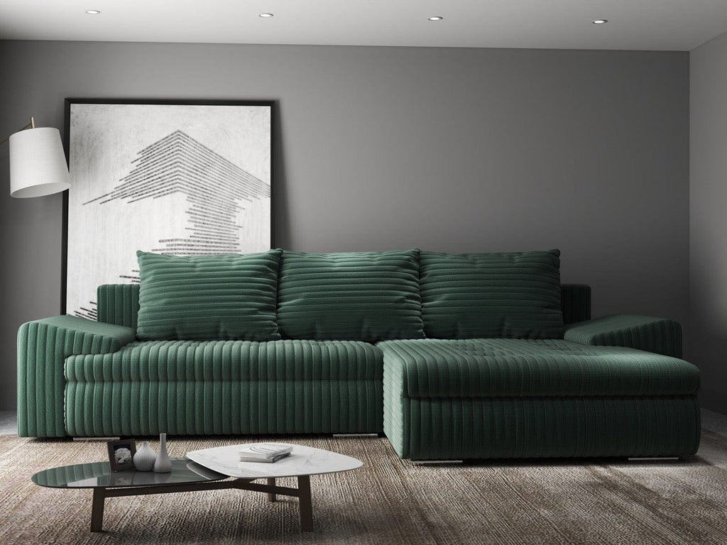 Colțar extensibil dumonde cu ladă de depozitare si sezut confortabil din spuma high-density, Leonardo Ambience Verde 260x185 cm II