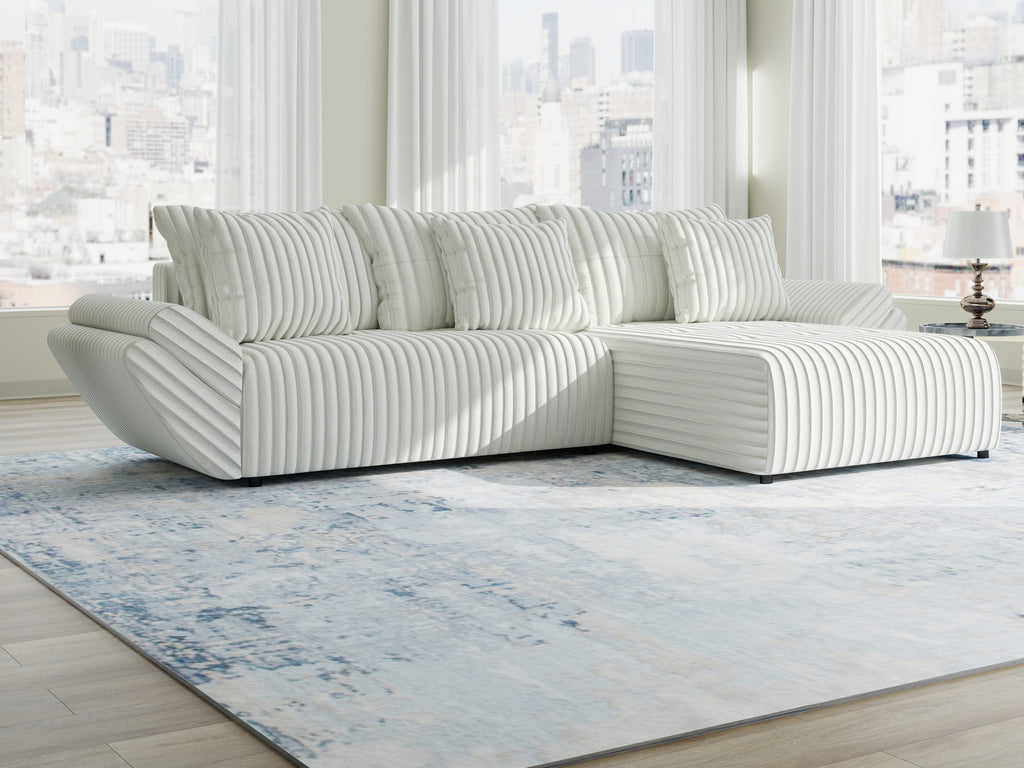 Colțar extensibil dumonde cu ladă de depozitare si sezut confortabil din spuma high-density, Berlin Ambience Alb 280x185 cm II