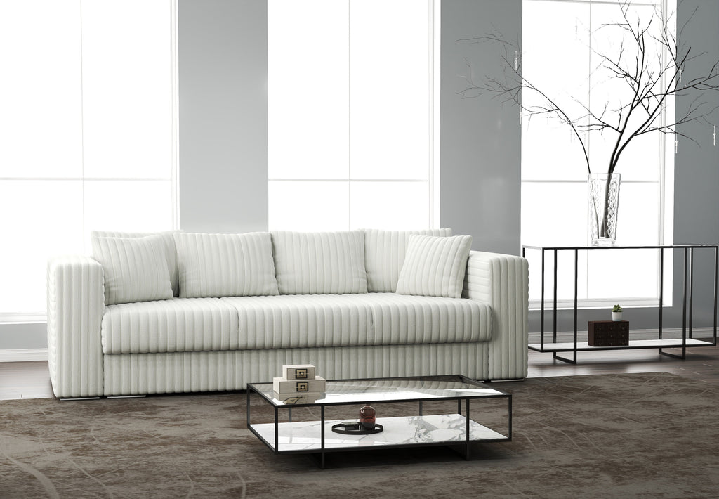 Canapea extensibilă dumonde cu ladă de depozitare si sezut confortabil din spuma high-density, Gloria Ambience Ivory 240x100 cm