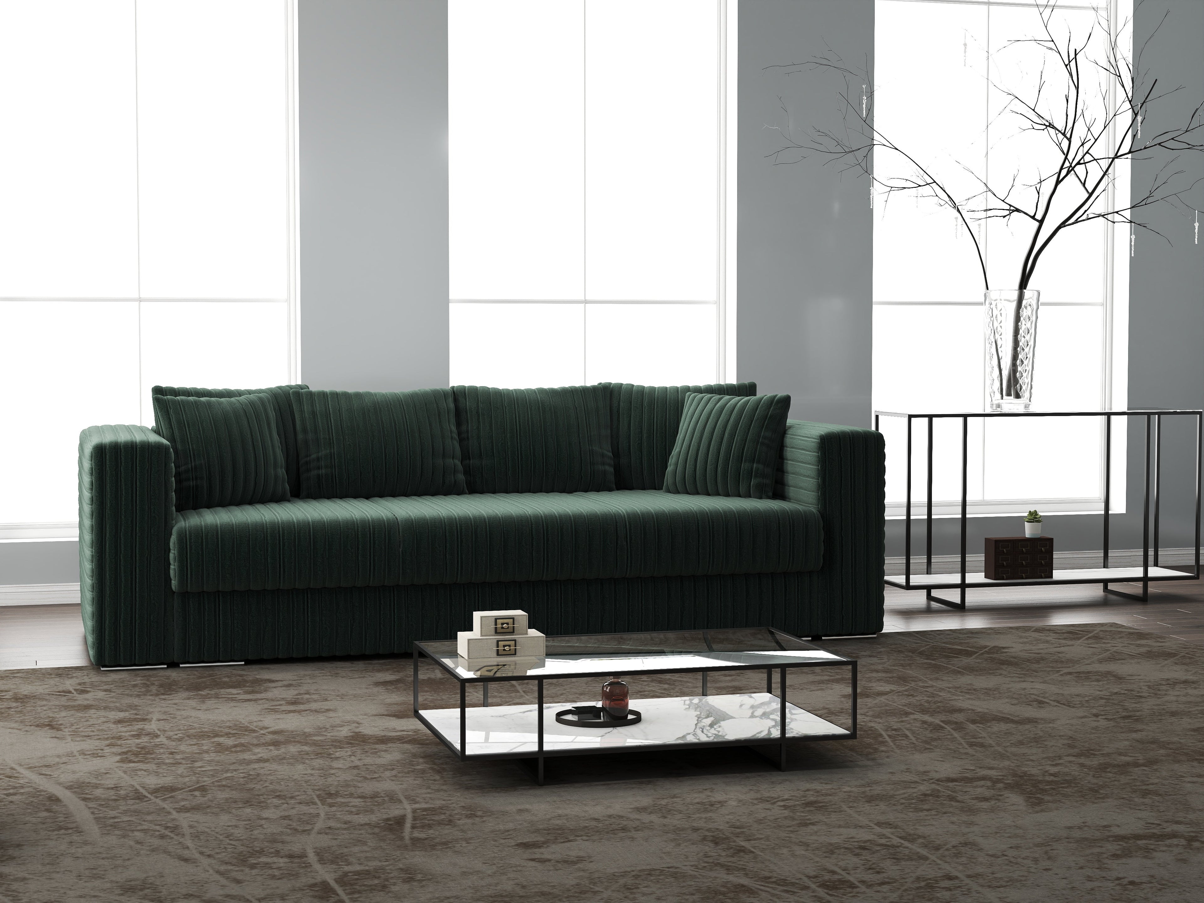 Canapea extensibilă dumonde cu ladă de depozitare si sezut confortabil din spuma high-density, Gloria Ambience Verde 240x100 cm