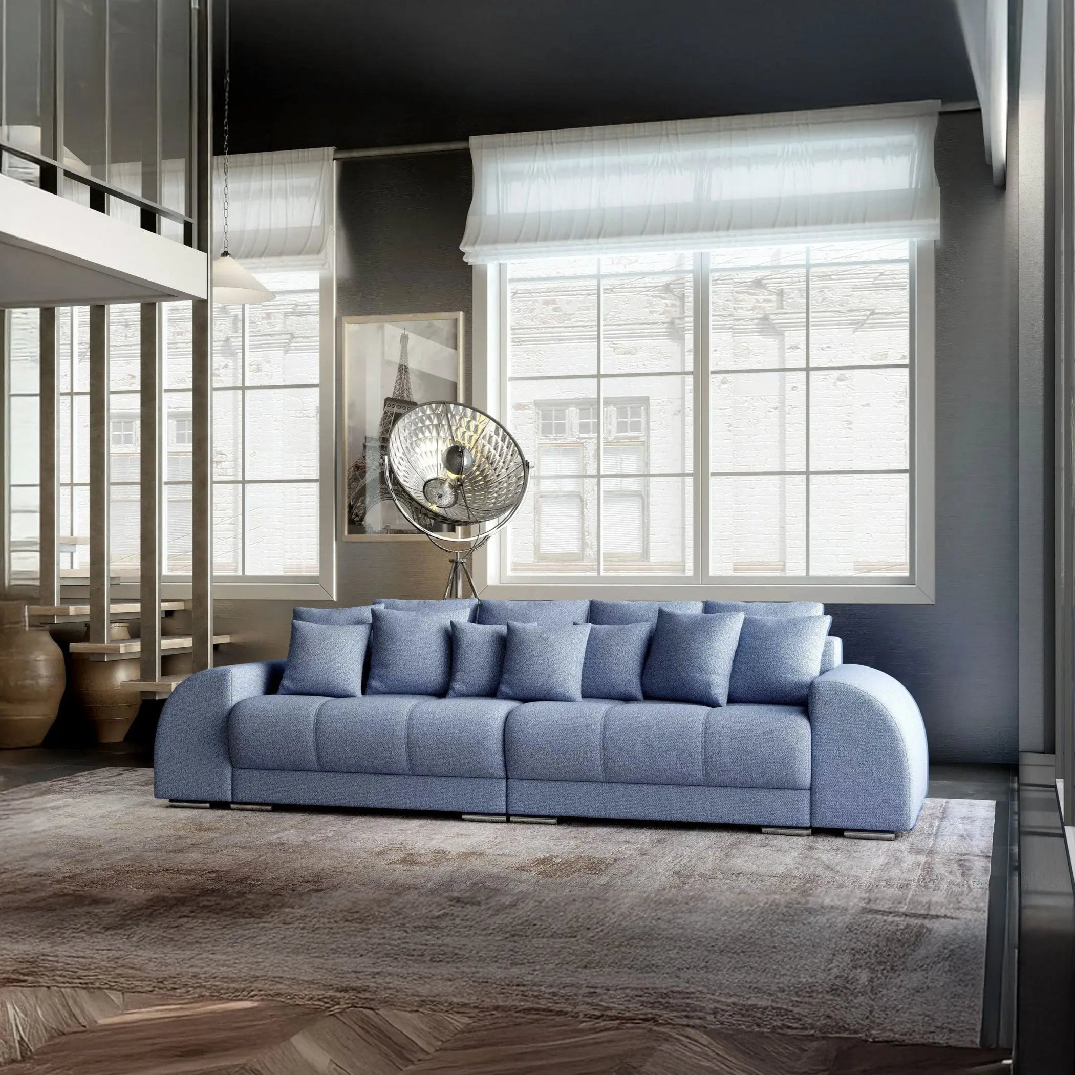 Canapea extensibilă dumonde cu 2 lăzi de depozitare si sezut confortabil din spuma high-density, Verona Enjoy Blue 310x100 cm