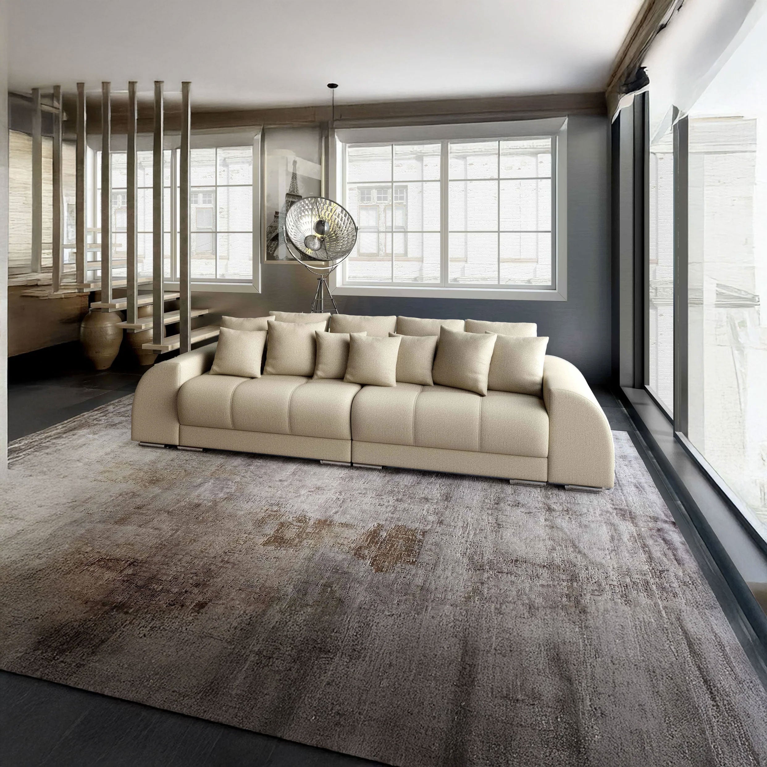 Canapea extensibilă dumonde cu 2 lăzi de depozitare si sezut confortabil din spuma high-density, Verona Enjoy Camel 310x100 cm