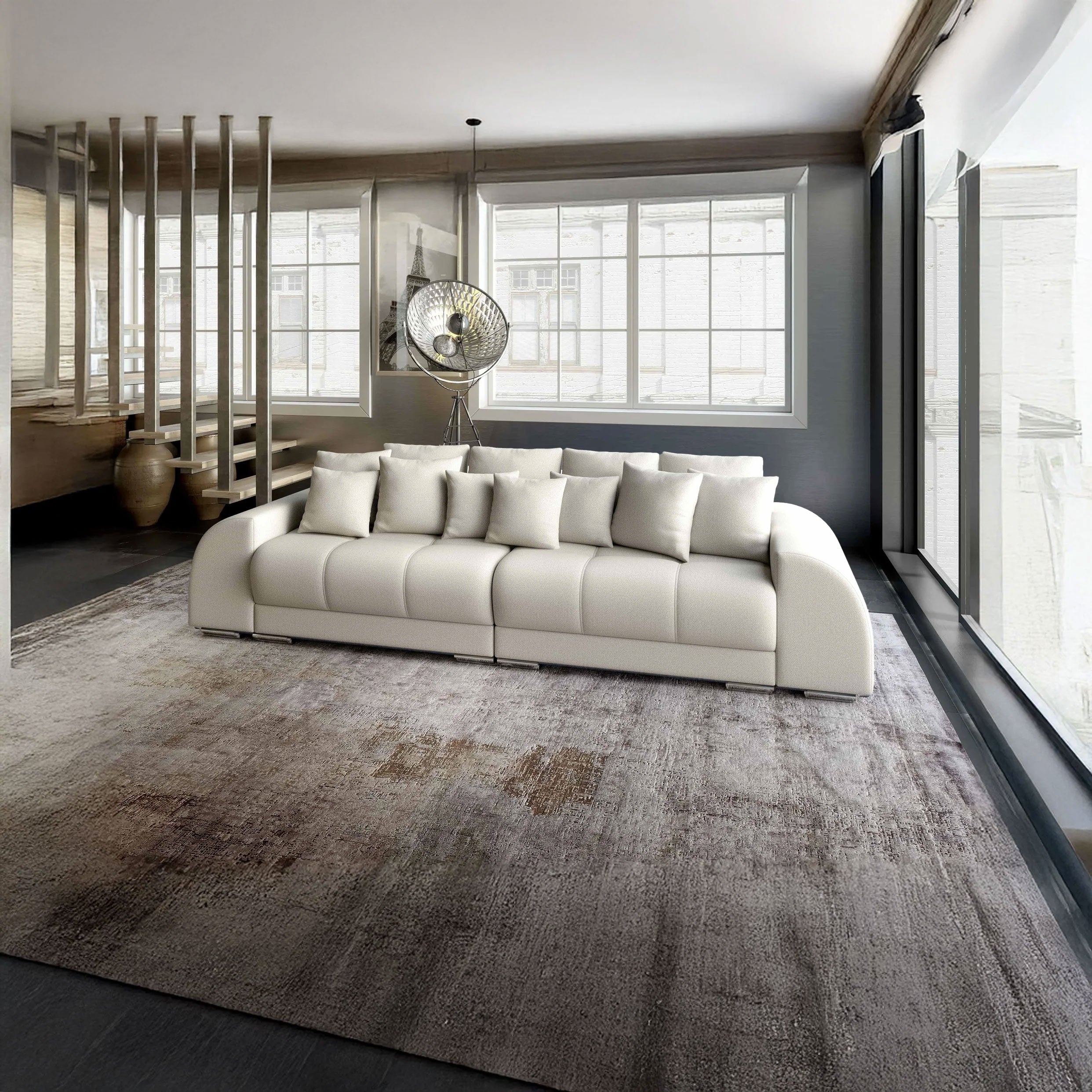 Canapea extensibilă dumonde cu 2 lăzi de depozitare si sezut confortabil din spuma high-density, Verona Enjoy Beige 310x100 cm