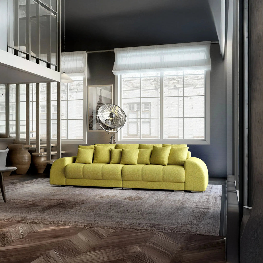 Canapea extensibilă dumonde cu 2 lăzi de depozitare si sezut confortabil din spuma high-density, Verona Enjoy Green 310x100 cm