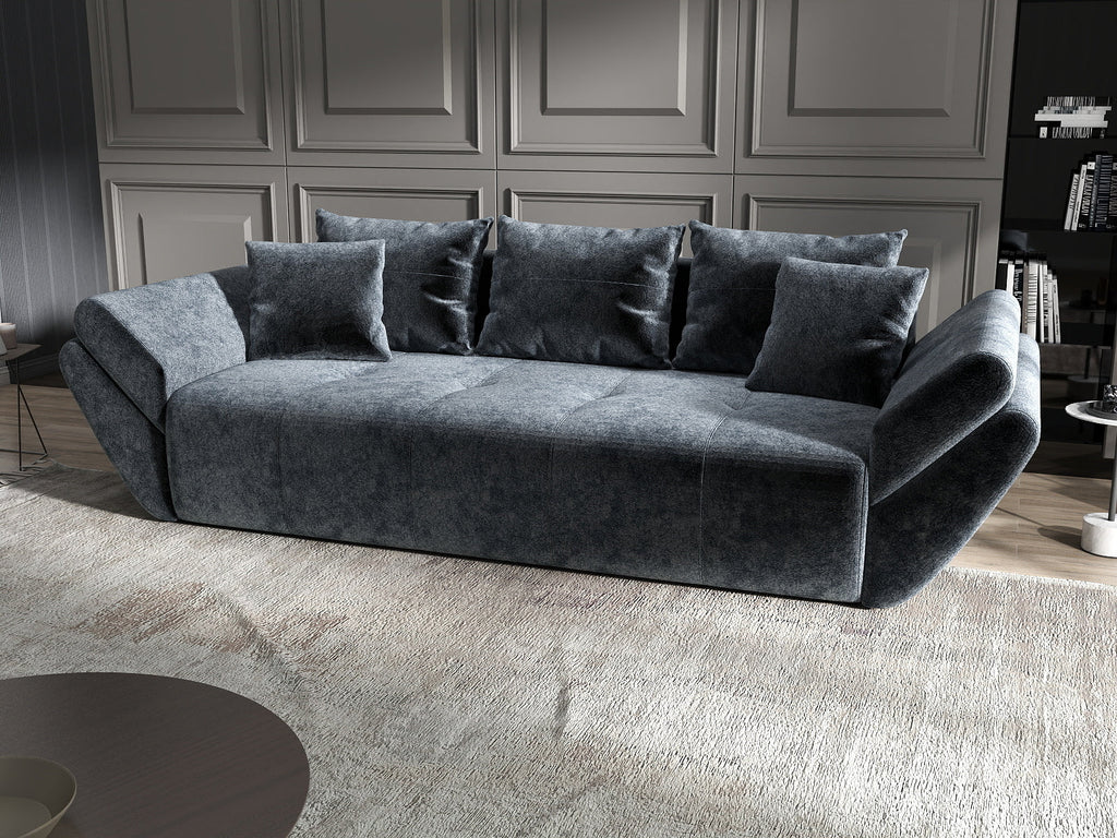 Canapea extensibilă dumonde cu ladă de depozitare si sezut confortabil din spuma high-density, Berlin Euphoria Grafit 250x100 cm