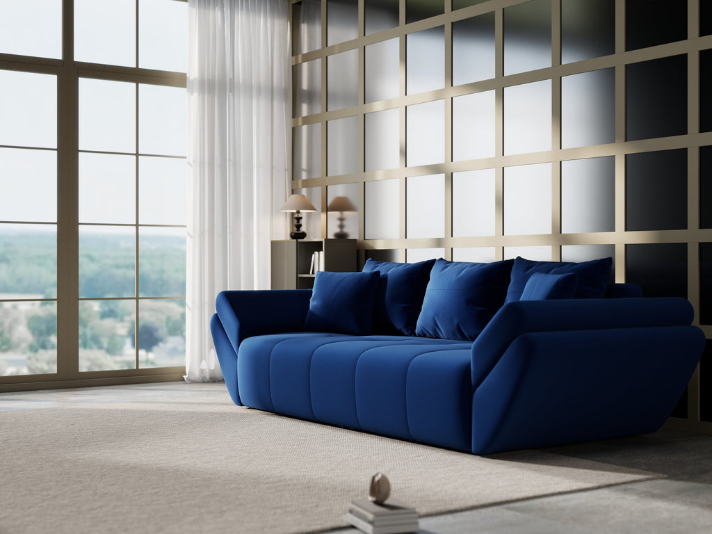 Canapea extensibilă dumonde cu ladă de depozitare si sezut confortabil din spuma high-density, Berlin Royal Blue 250x100 cm