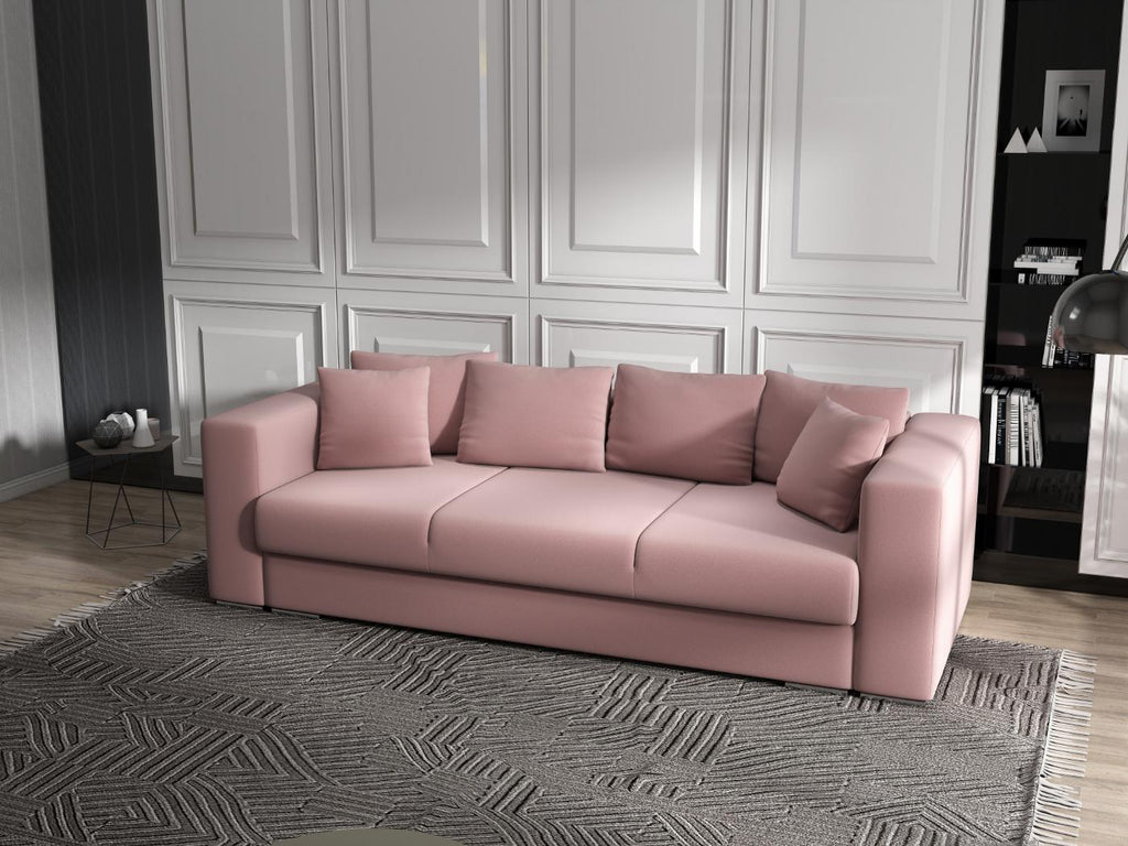 Canapea extensibilă dumonde cu ladă de depozitare si sezut confortabil din spuma high-density, Gloria Royal Roz 240x100 cm