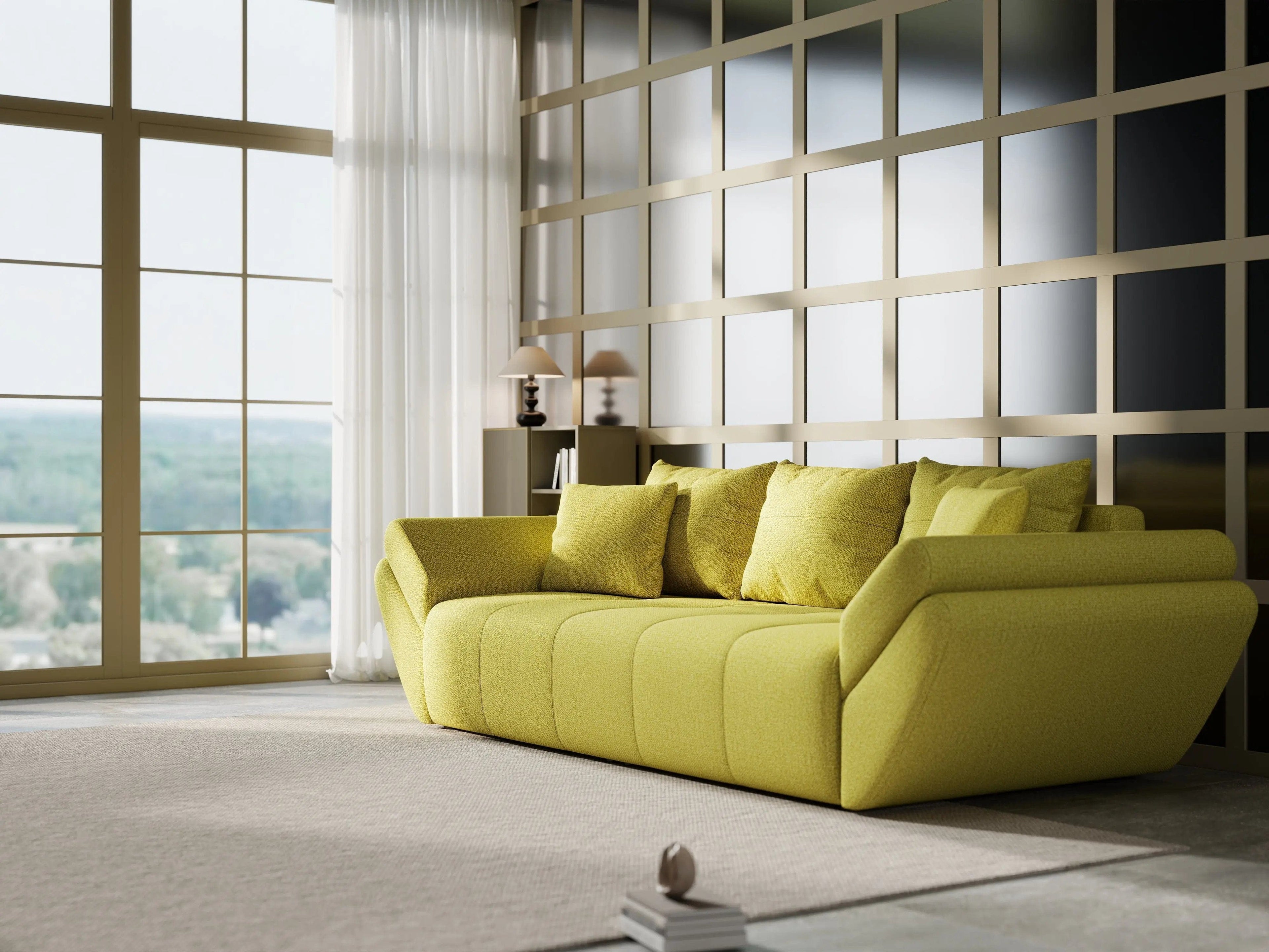 Canapea extensibilă dumonde cu ladă de depozitare si sezut confortabil din spuma high-density, Berlin Enjoy Green 250x100 cm